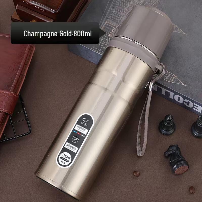 Mingshi Large Capacity Insulated Sports Bottle with Lid-Cup & Carry Strap