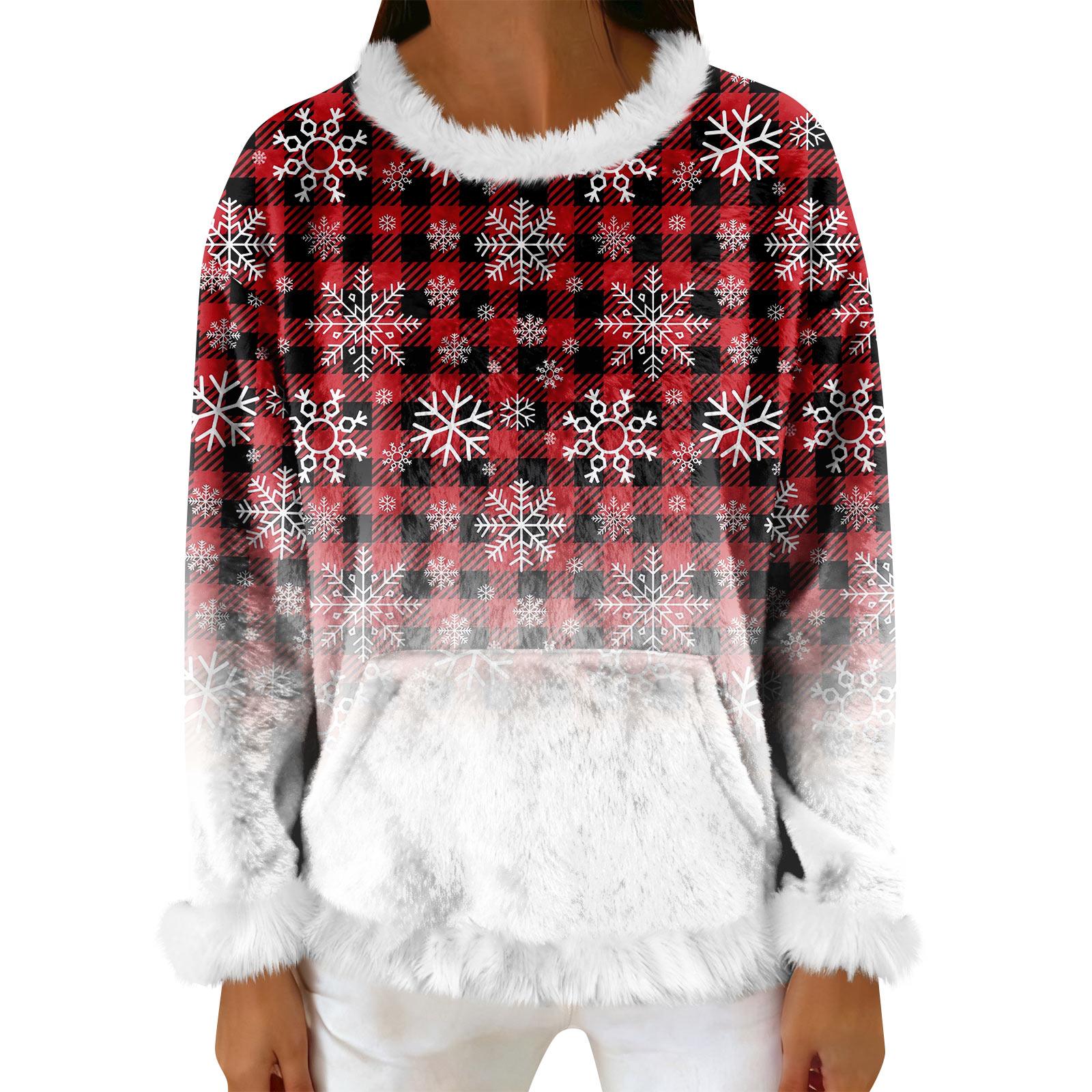 

Женский повседневный флисовый свитшот с длинными рукавами и круглым вырезом, удобный, свободного кроя, легкий, фланелевый свитшот для женщин XL