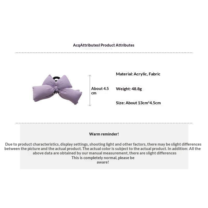 Three-Dimensional Bow Princess Head Women Hairpin Advanced Sense Back Head Hair Disc Grab Clip Shark Clip Hair