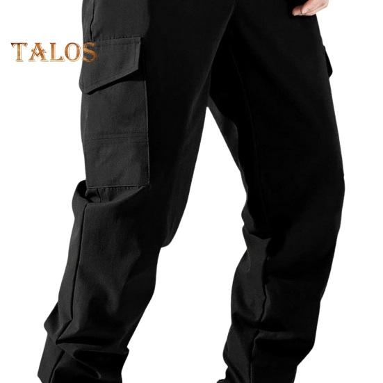 Men Cargo Pants Drawstring Elastic Waist Solid Color Muti Pockets Ankle-banded Loose Sport Trousers Daily Wear Casual Pants