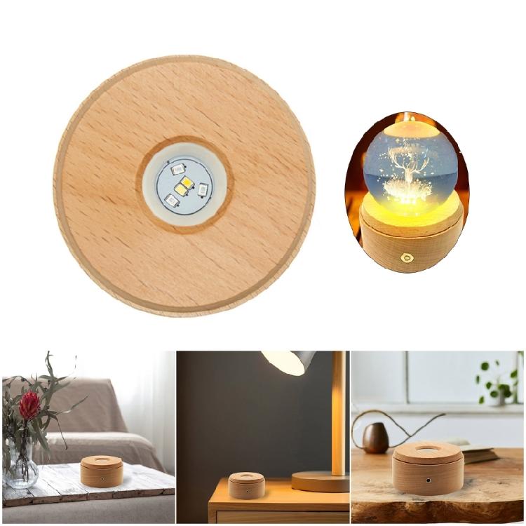 Shatterproof Wood Illuminated Base With Adjustable Lighting Modes Compatible With USB Power Sources for Display Purposes