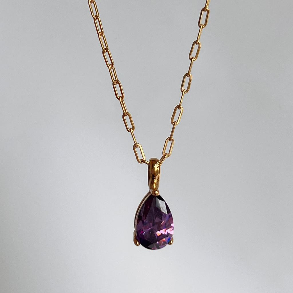 18k Gold-Plated Retro Zircon Birthstone Necklace