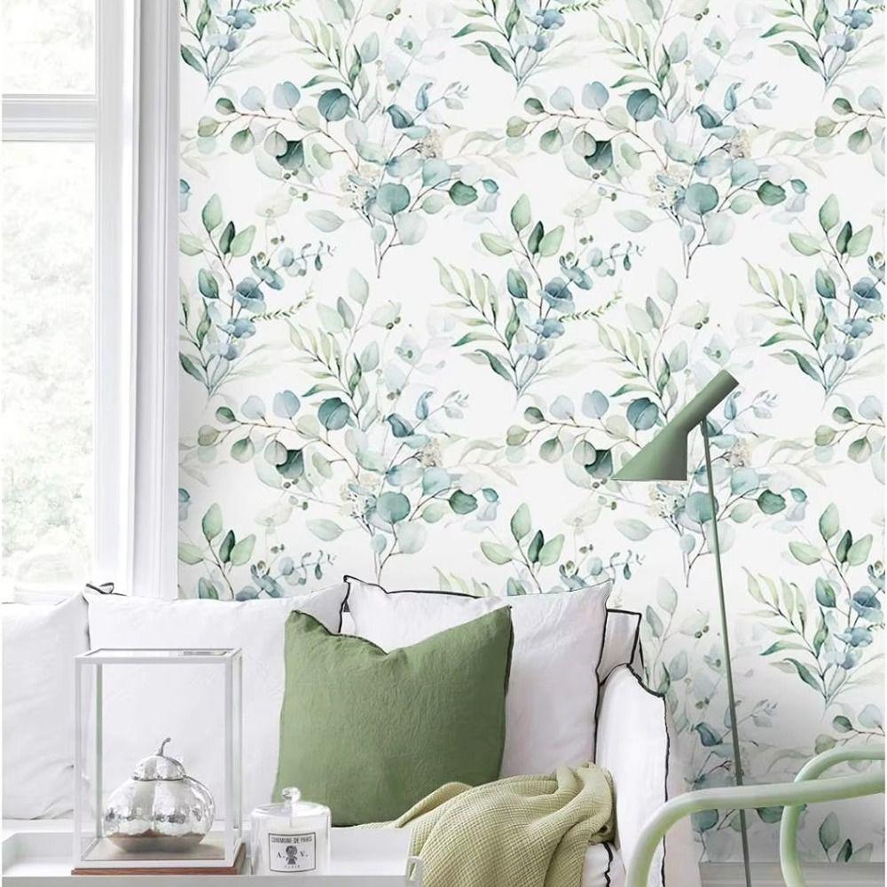 Seamless Stick Wallpaper Eucalyptus Leaf Wall Sticker Self Adhesive Wallpaper Home Decor