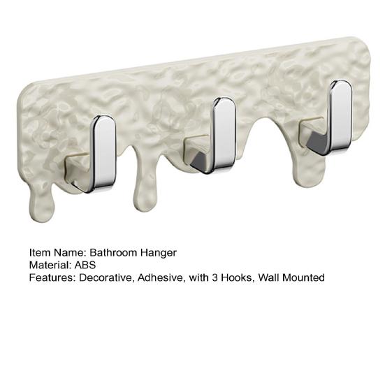 Bathroom Hanger Wall Mounted Towel Hooks Adhesive Hair Tie Hanger with 3 Hooks for Kitchen Utensils Bedroom Entryway