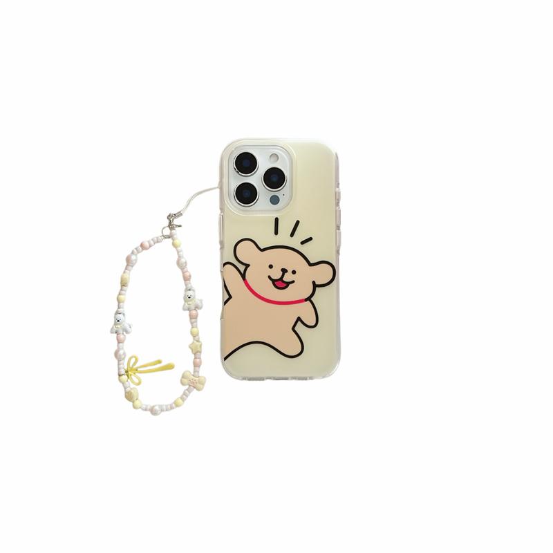 Kawaii Line Puppy Phone Case For iPhone 17 Pro 16 15 14 Pro Max with Double-Sided IMD Frosted Shockproof 17pro  Cover Cases