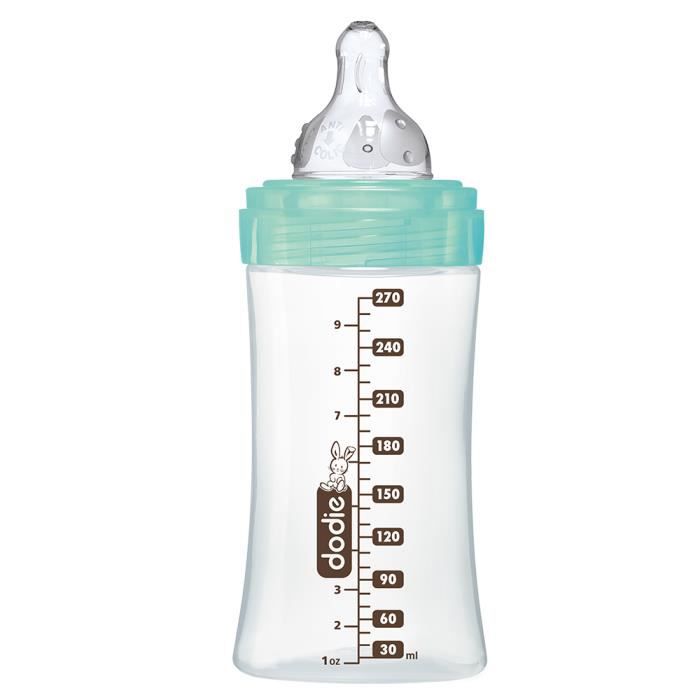 DODIE Glass Anti-Colic 3-Speed Initiation+ Baby Bottle +0m Green Birds 270ml