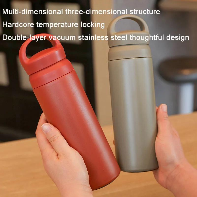 Creative Designwith Handle Double-layer Vacuum Stainless Steel Thermos Cup Student School Practical Outdoor Travel Water Cup mug