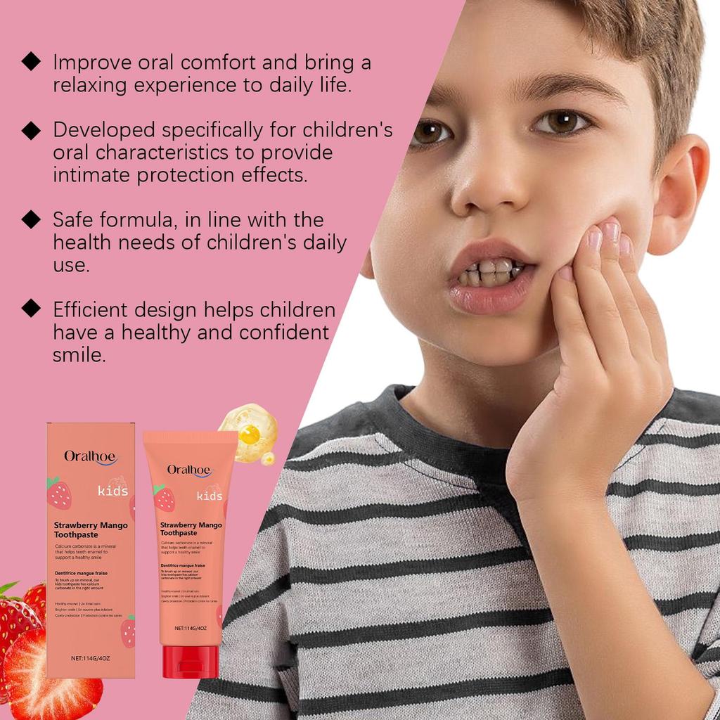 Strawberry-Flavored Kids' Toothpaste: Cleans Teeth, Prevents Cavities
