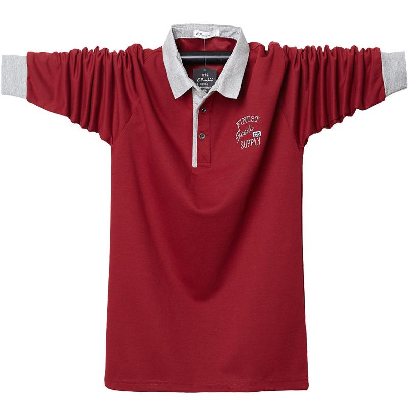 New Men's Plus Size Long-sleeved POLO Shirt Loose Casual Business Long-sleeved T-shirt