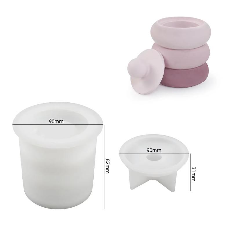 Cylindrical DIY Ceramic Mold With Lid Candle Can Silicone Mold Storage Box Gypsum Resin Mold Home Decoration Candle Container