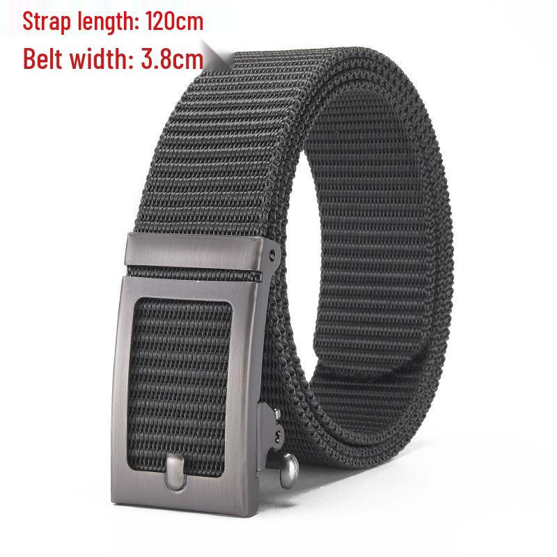 Men's Tactical Canvas & Nylon Woven Belt with Leather Trim - Elastic and High-End Accessory