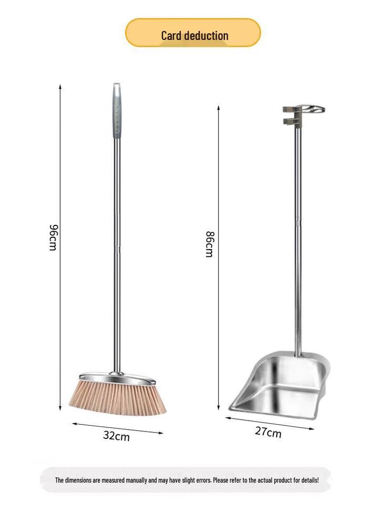 Upgraded Stainless Steel Broom and Dustpan Set with Wear-Resistant, Thickened Handle and Integrated Scooping Bucket