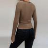 Women's Fashion Long Sleeve U-Neck Knitted Bottoming Top