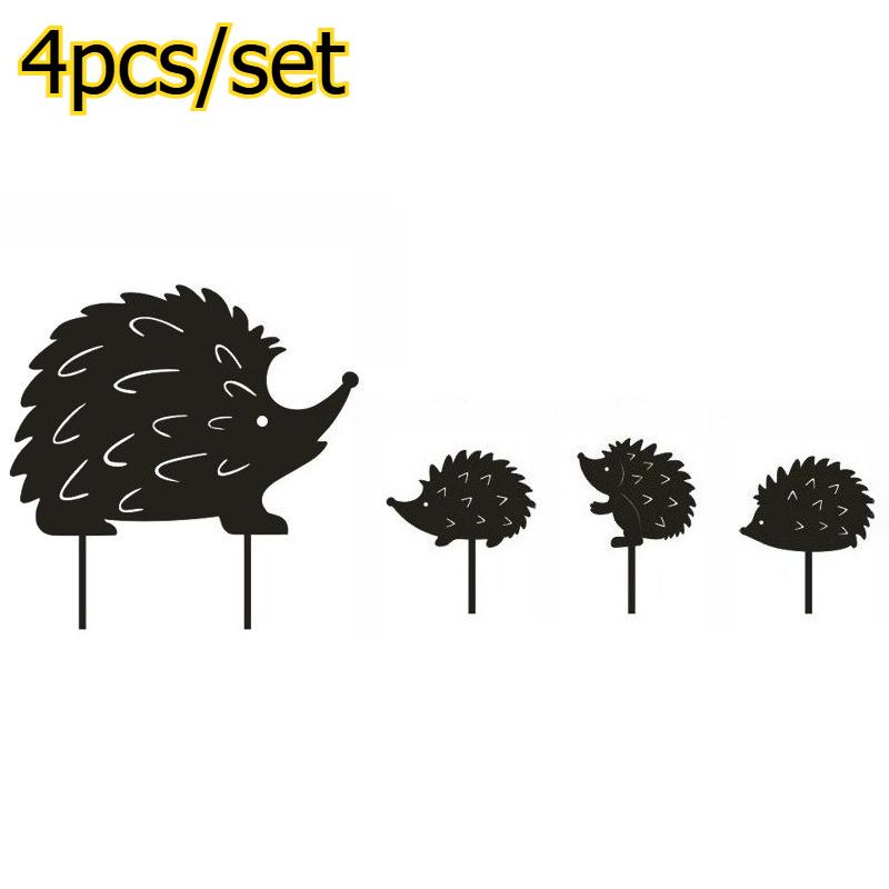 

4pcs/set Garden Patio Iron Art Decor Stake Creative Landscape Hedgehog Metal Decoration Crafts Outdoor Yard Lawn Ornament чёрный