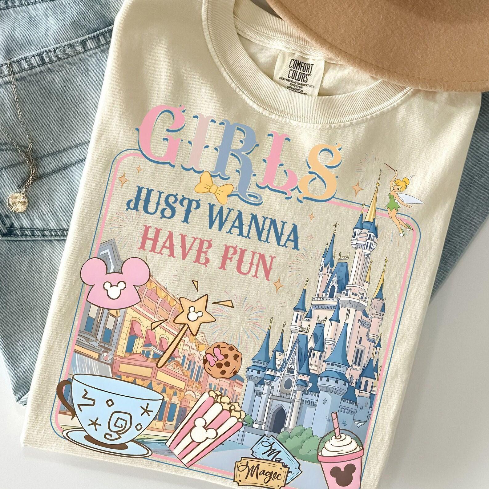 Comfort Colors® Retro Girls Just Wanna Have Fun Shirt, Minnie and Daisy Girls Couples Girl Shirts, Disney Girls Trip Tee, WDW Disneyland Tee 4XL