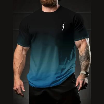 Verlauf Blitz Kurzarm 3D-gedrucktes Herren-T-Shirt Für Männer Sommer Lässig Herrenbekleidung Übergroß Schnelltrocknende Sportshirts