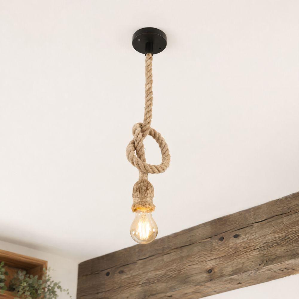1.5m/4.92ft Pendant Light Hemp Rope Pendant Bulb Holder Retro Hanging Light  Bar