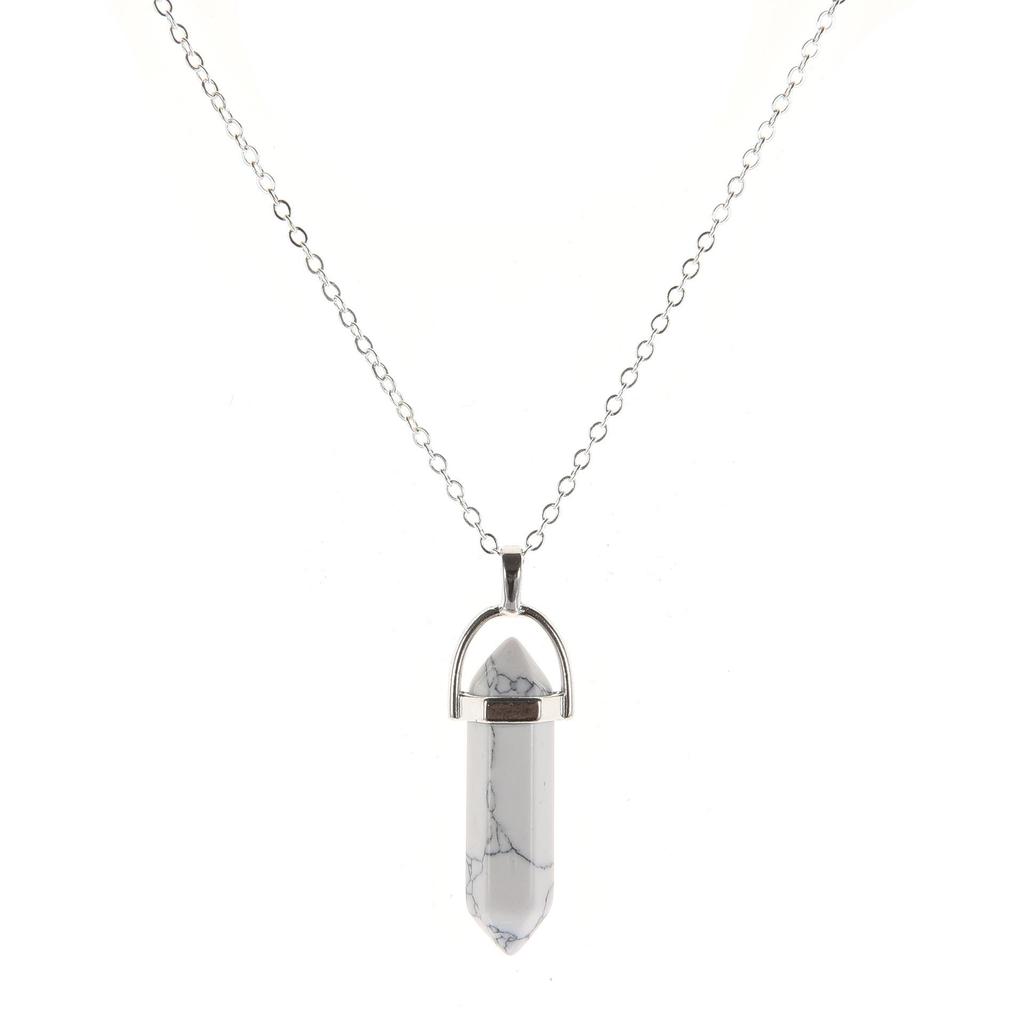 Wielokolorowy Agat Kryształowy Sześciokątny Wisiorek Naszyjnik