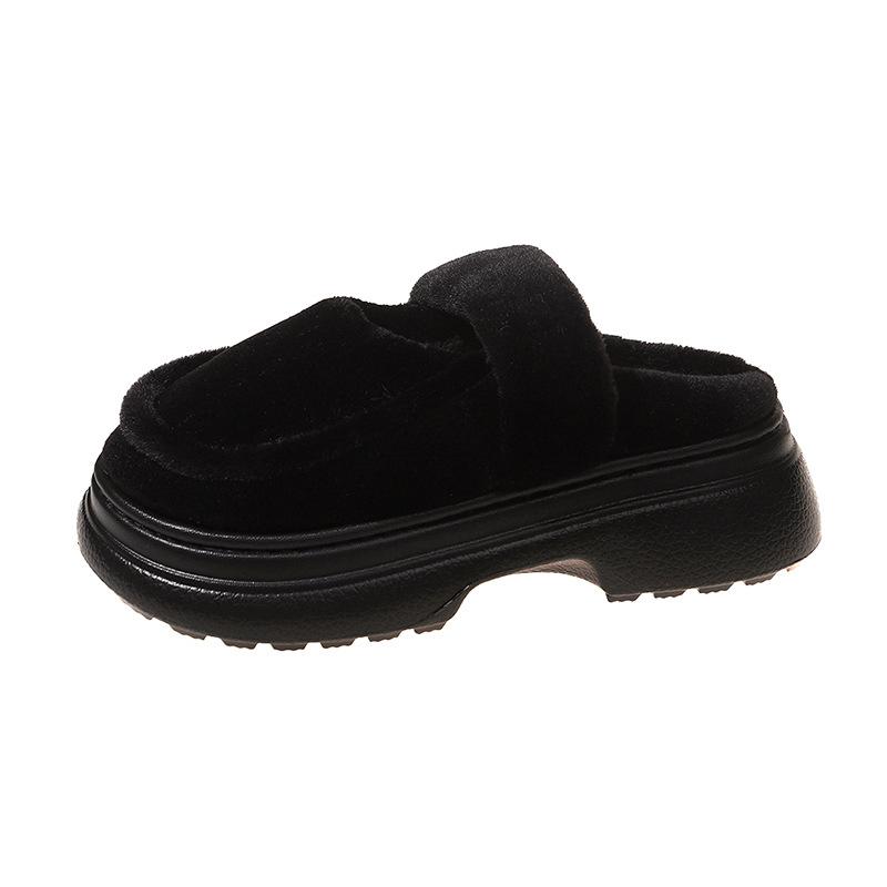Light commuter casual cotton shoes round head platform slippers women's 2025 autumn and winter new height-increasing versatile Mao Mao shoes