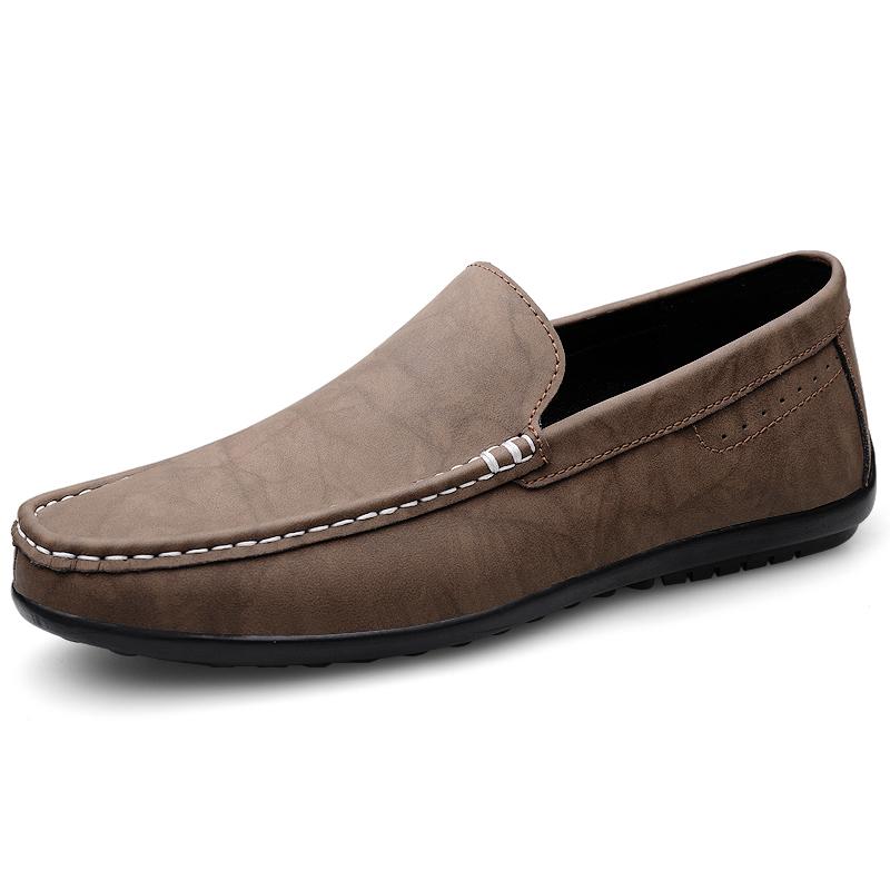 Genuine Leather Mens Loafers Handmade Slip On Footwear Soft Leather Moccasins Ultra-light Male Boat Flats Outdoor Driving Shoes