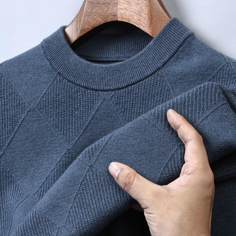 Hengyuanxiang Men's 100% Pure Wool Round Neck Sweater