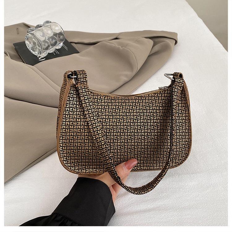 

Ретро нишевая сумка подмышку женская новая модная трендовая сумка на плечо легкая роскошная портативная клетчатая женская сумка коричневый