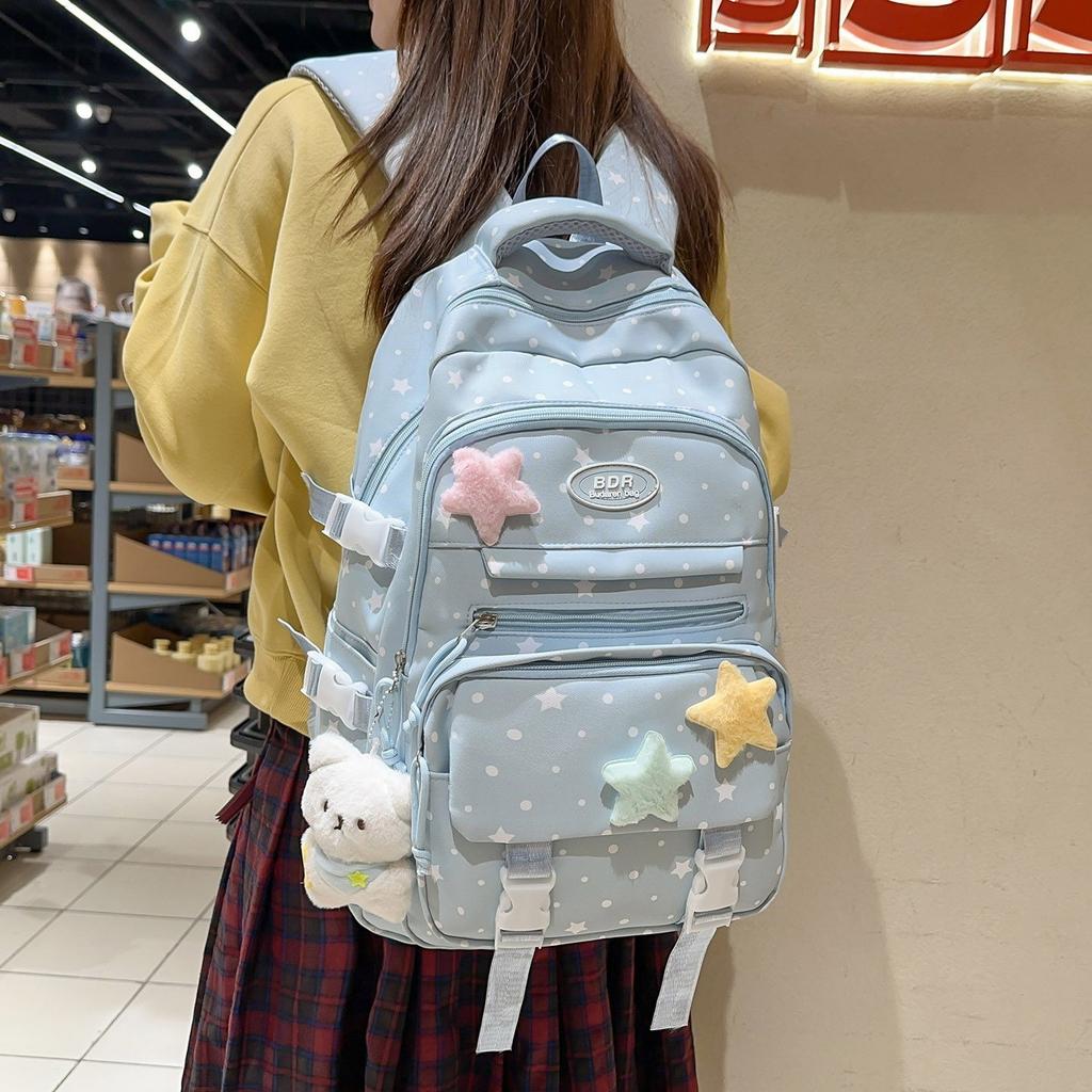 Schoolbag high value spotted schoolbag junior high school girls primary school students 1011 new high school students children backpack backpack
