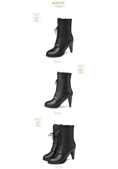 European & American Pointed Toe Lace-up Women's High Heel Ankle Boots, Autumn/Winter Plus Size, Sizes 34-45.