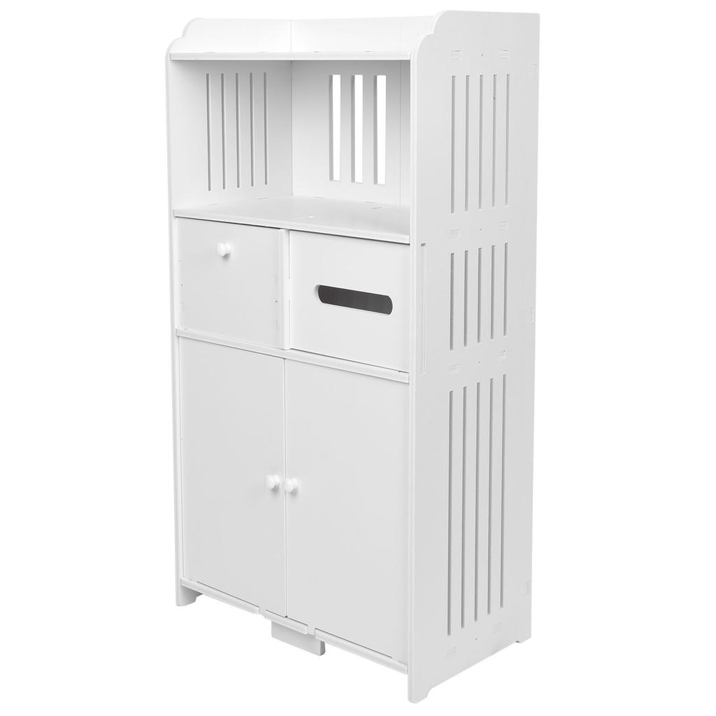 Bathroom Floor Storage Cabinet with Double Door Toilet Paper Storage Container Bathroom Organizer Furniture