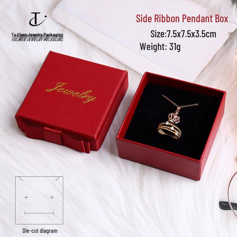 Dárková krabička na šperky pro prsteny, přívěsky, náhrdelníky, náušnice s mašlí