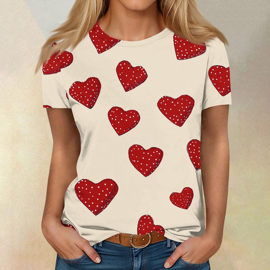 Women's Casual Fashion Valentine's Day Printed Short-Sleeve Top/T-Shirt