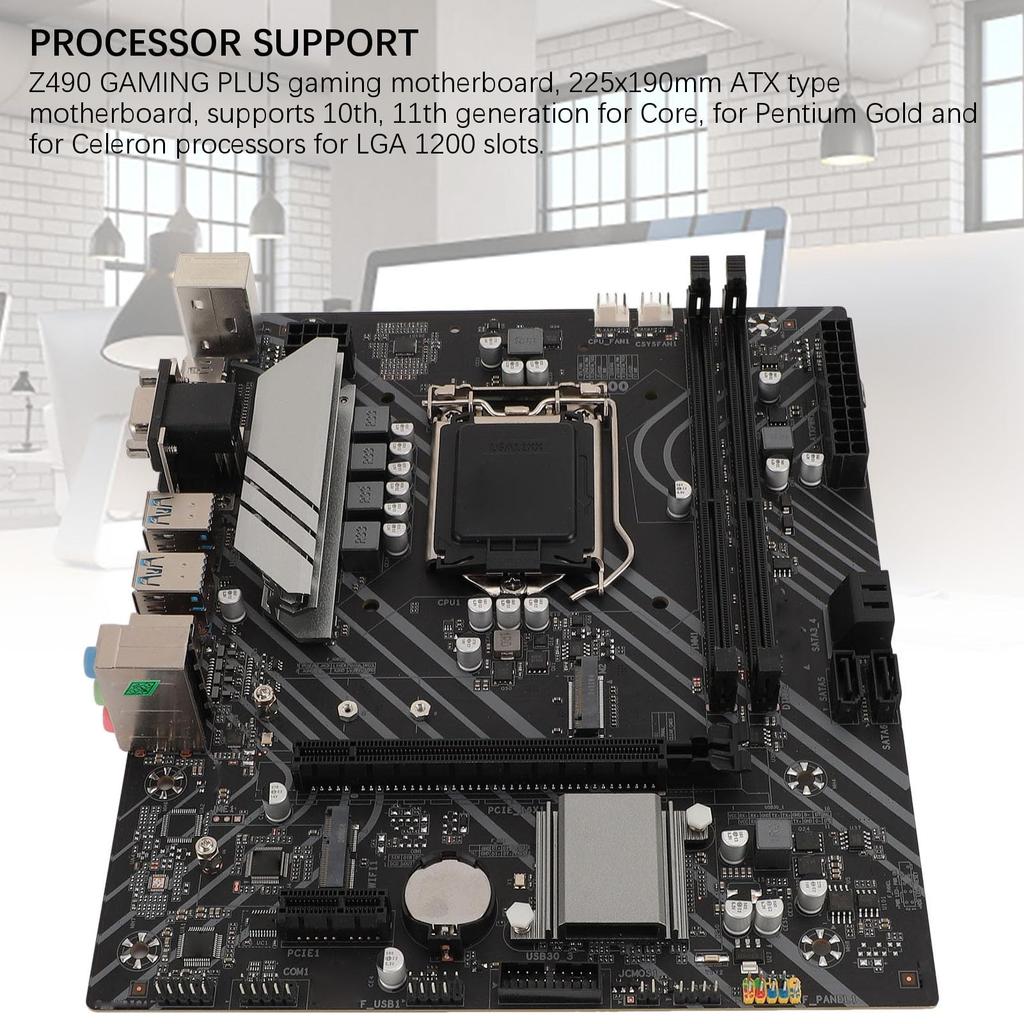 USB Gen1 Gaming Z490 GAMING PLUS Gaming Motherboard Supports Core 10th 11th Gen with 225x190mm ATX Type Motherboard for LGA 1200 Slot 3.2 Motherboard,