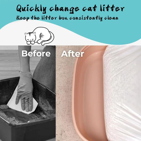 60 Pcs Drawstring Cat Litter Bags Cat Litter Box Liners Mess-Free Pet Waste Bags for Most Auto Self-Cleaning Litter Boxes