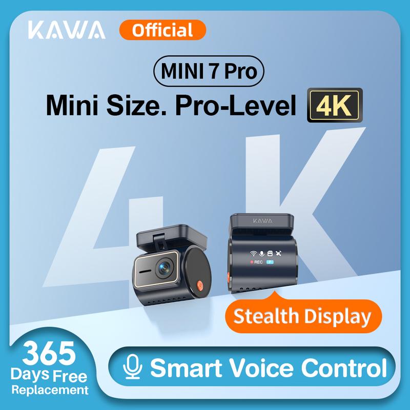 KAWA 4K Front Dash Cam MINI 7 Pro,WiFi Car Camera with APP/Voice Control/WIFI6/GPS, AUTO Video Recorder,Dashcam,HDR,Dash Camera