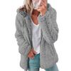 Warme Damen Sherpa Jacke mit Kapuze Fleece Mantel Freizeit Einfarbig Plüsch Reißverschluss Winddicht Herbst Winter Strickjacke