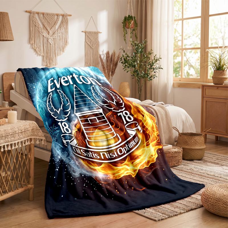 Everton Football Print Flannel Blanket Soft Warm Sofa Bed Throw Blanket For Home Office Bedroom