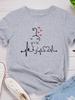 Cat Heartbeat Print Women T Shirt Short Sleeve O Neck Loose Women Tshirt Ladies Tee Shirt Tops Clothes Camisetas Mujer