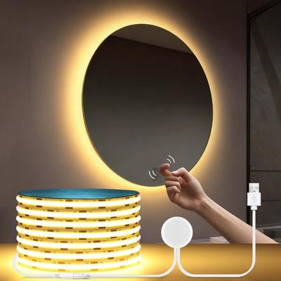 Sensore di Vibrazione Attivato con Doppio Tap Specchio LED Luce Striscia LED COB USB 5V Per Tavolino da Toeletta Specchio per Trucco Luci Posteriori