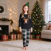 Christmas Family Matching Outfit Set with Neck Printed Top and Pants for Holiday Photos