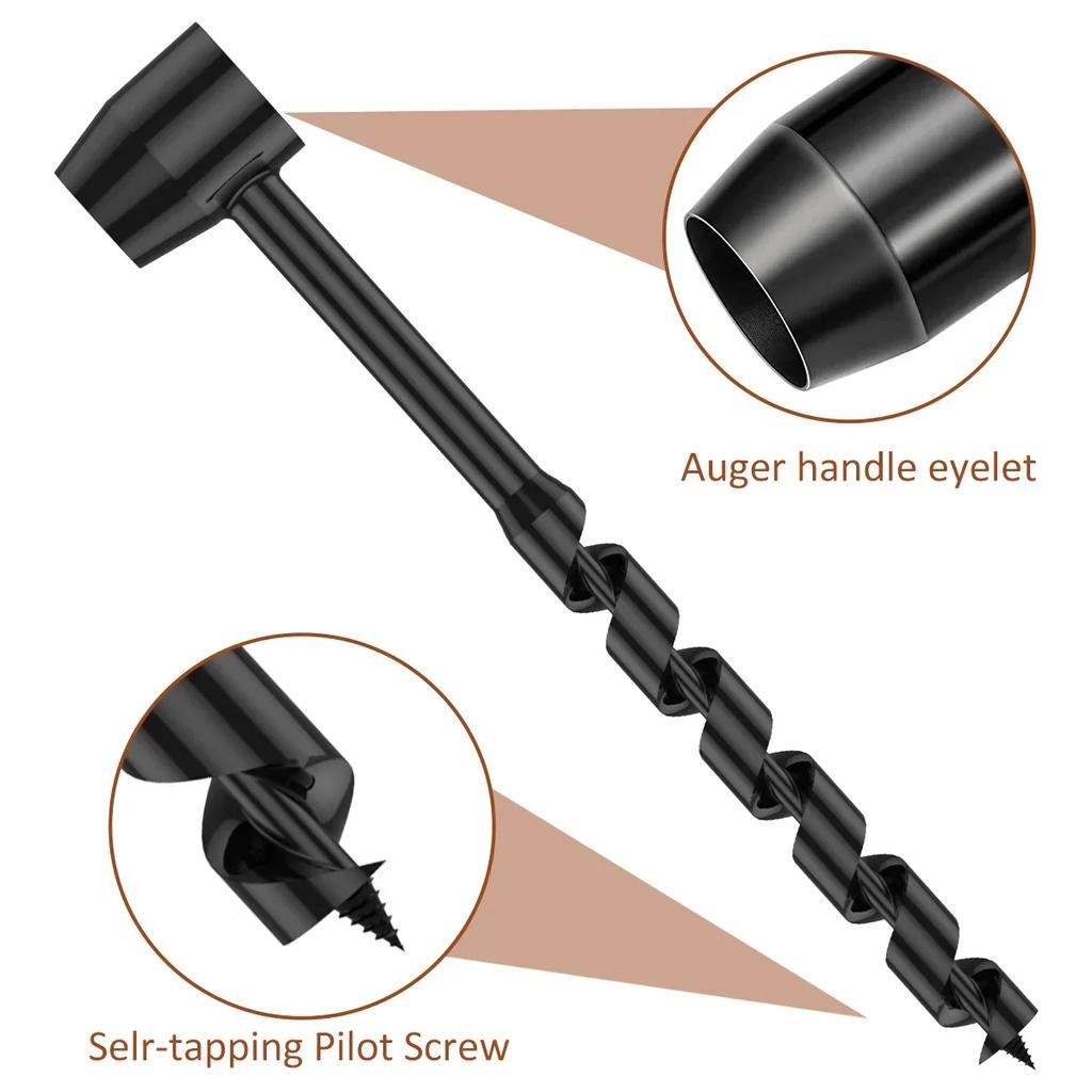 Auger Drill Bits 10/16/19/25mm Width Outdoor Survival Punch Tool Camping Bushcraft Manual Hole Maker Wrench Core Woodworking