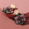 Handmade Embroidered Flower Dangle Earrings For Women Boho Luxury Elegant Colorful Rice Beads Decor Pendant Fashion Jewelry Gift