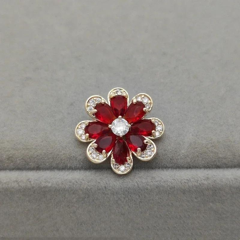 5pcs Colorful Zircon Flower Design Luxury Shank Buttons Of Clothing Elegant High Quality Shinning Rhinestone Sewing Button