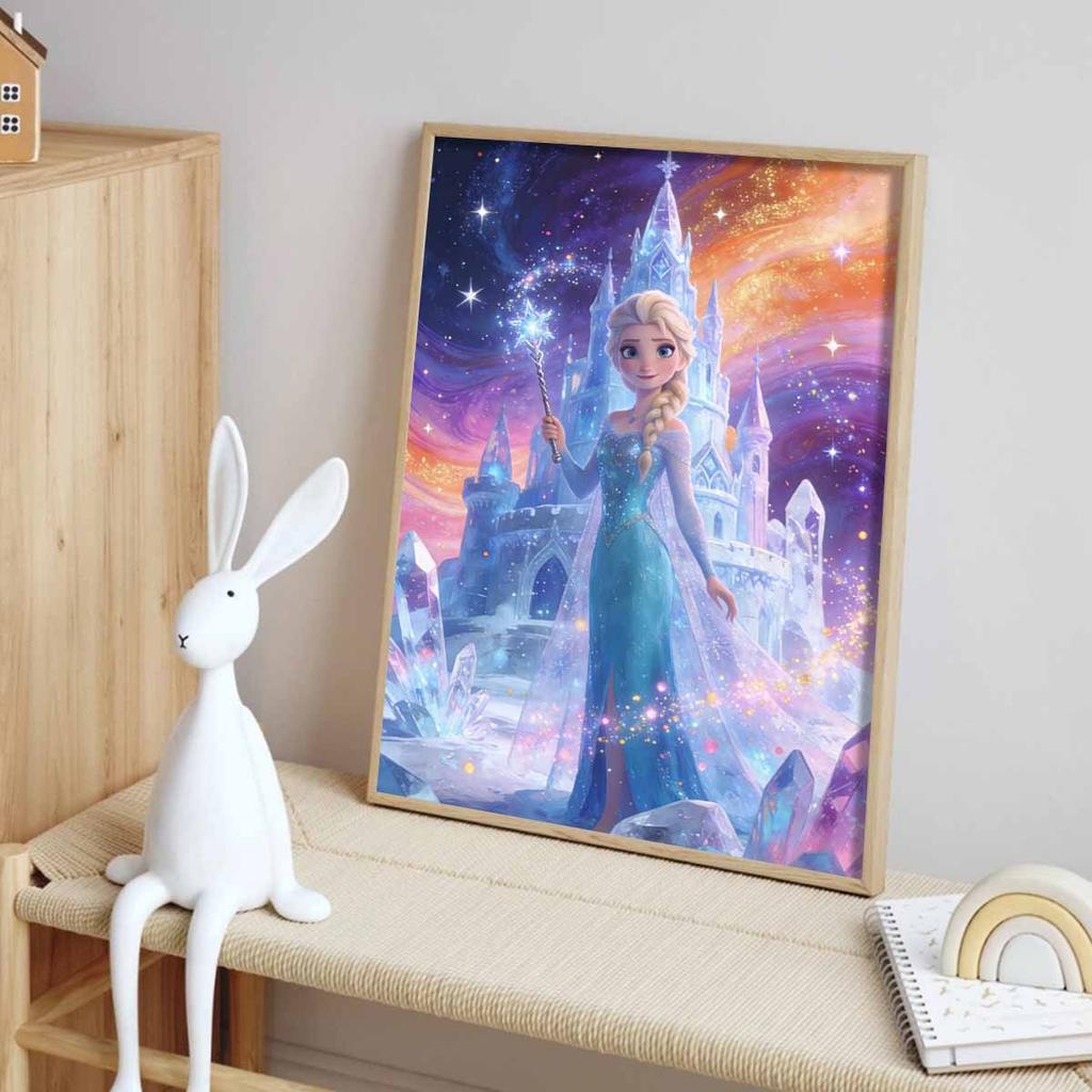 Disney 5D DIY Full Circle Diamond Painting Kit Elsa Frozen Ice Castle Galaxy Home Bedroom Wall Decor Gift