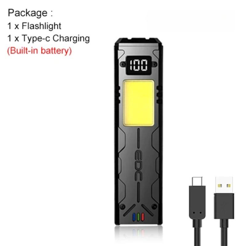 Super Bright Flashlight USB Rechargeable LED+COB Floodlight Magnetic Back Clip Portable Workamp LED Flashlight