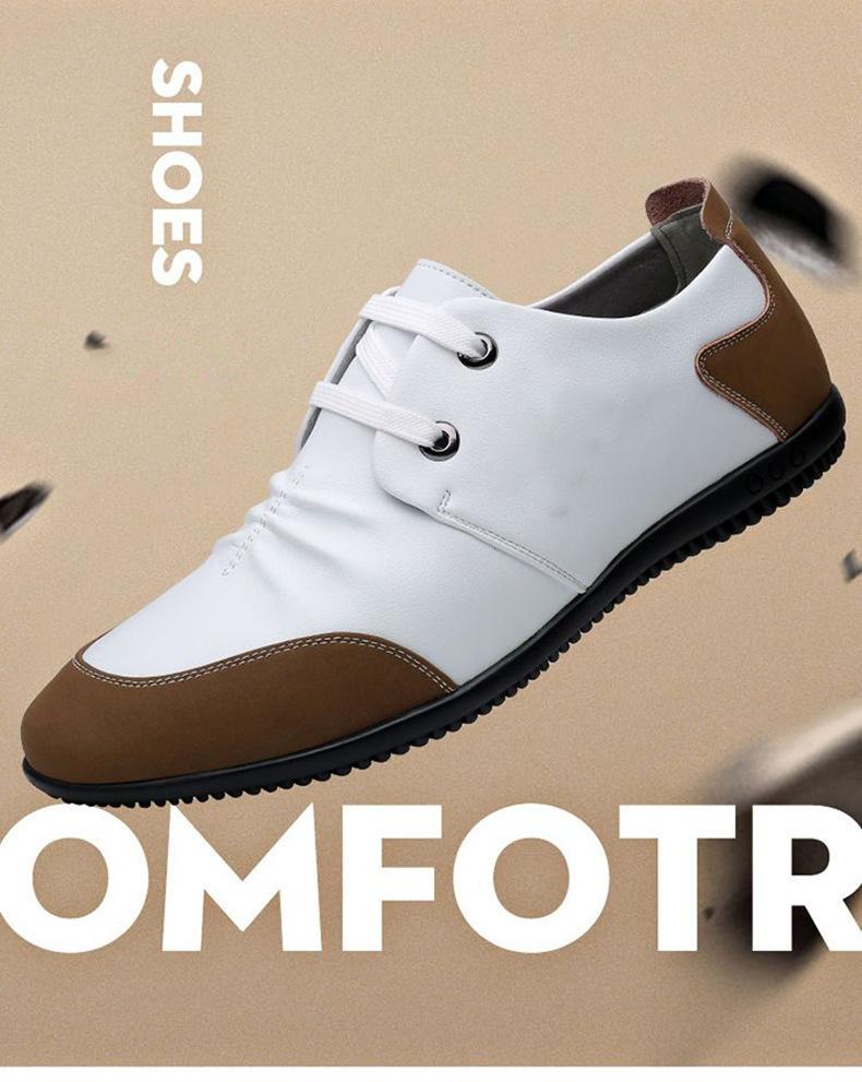 Men's men's shoes white leather shoes men's genuine leather casual men's shoes British versatile men's breathable leather shoes men