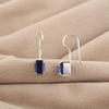 Blå safir ädelsten 925 sterlingsilver Handgjorda smycken vacker Hängande örhänge 1 tum För Alla hjärtans dag-present EE-180-2