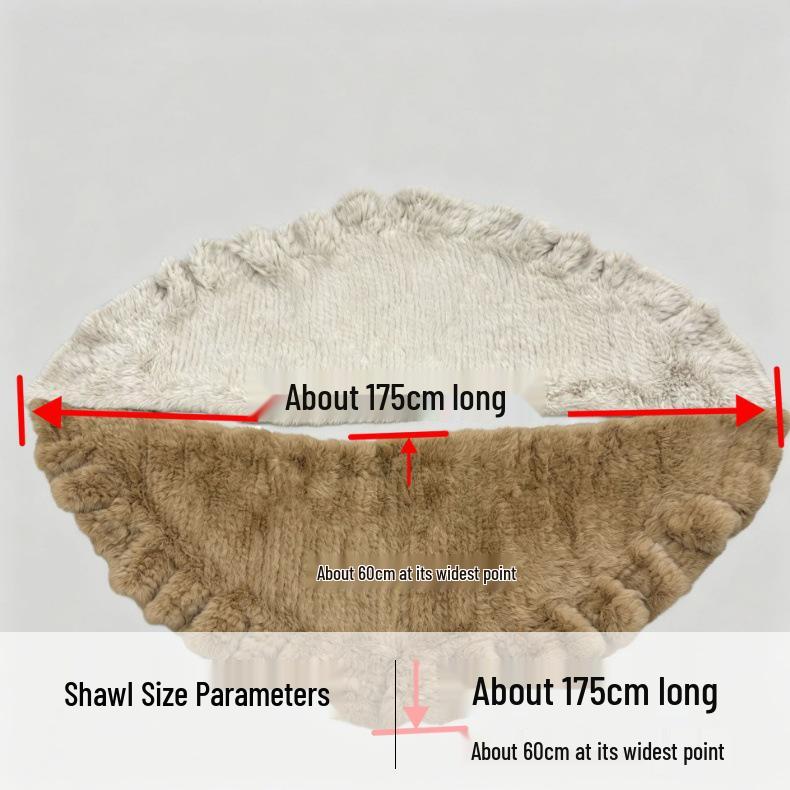 2026 Hot Selling Women's Shawl Coat: Mid-Length Double-Sided Woven Cardigan with Real Rabbit Fur
