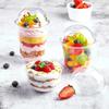 50 pezzi Coppette per budino con coperchi Scatole di plastica Gelato Mousse Dessert Picnic Festa Imballaggio Coppette da dessert con coperchio