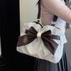 Vintage Y2k Polka Dot Bow Shoulder Bag Japanese Sweet Underarm Bag Stylish Cute Lolita Handbag Casual Versatile Plush Tote Bag