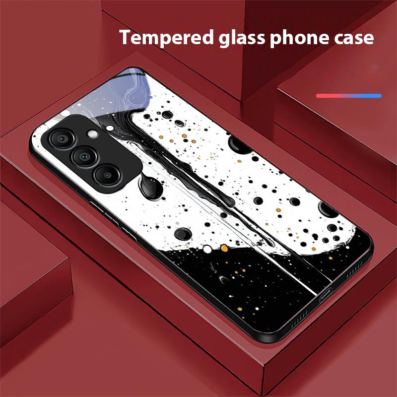 Color Ink Dot White For Samsung Galaxy A15 5G 54 4G 51 50 24 35 90 71 12 51 53 52S 80 22 34 Black Tempered Glass Phone Case